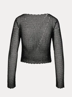 Store Crochet Flower Top - Black Women Tops
