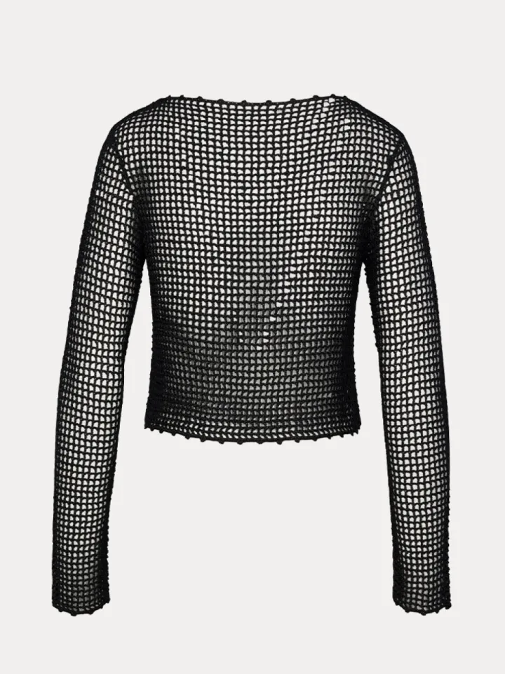 Store Crochet Flower Top - Black Women Tops