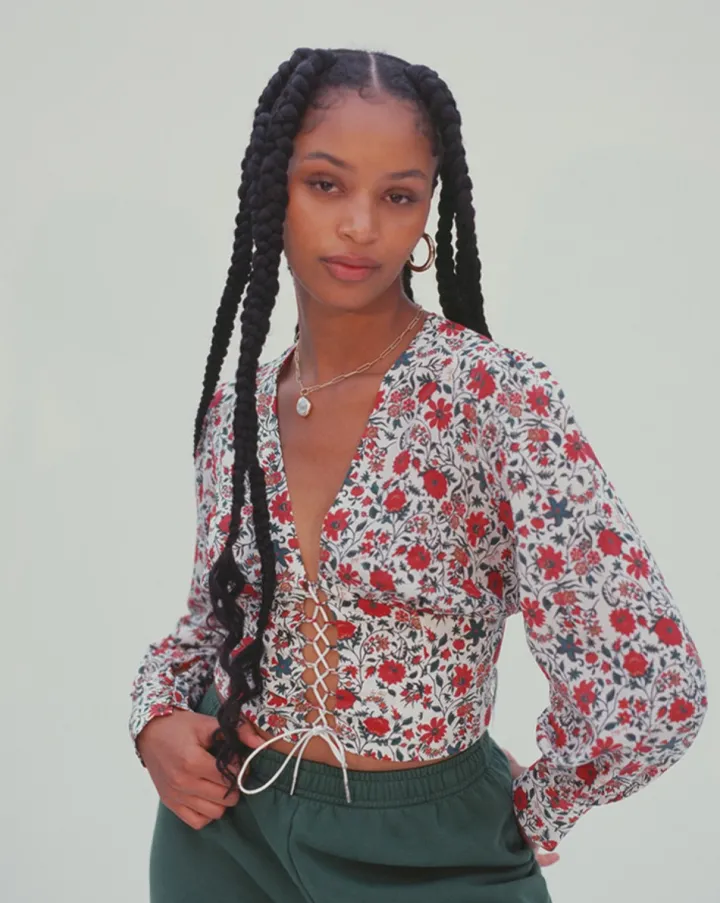 Cheap The Bennie - White Batik Floral Women Tops