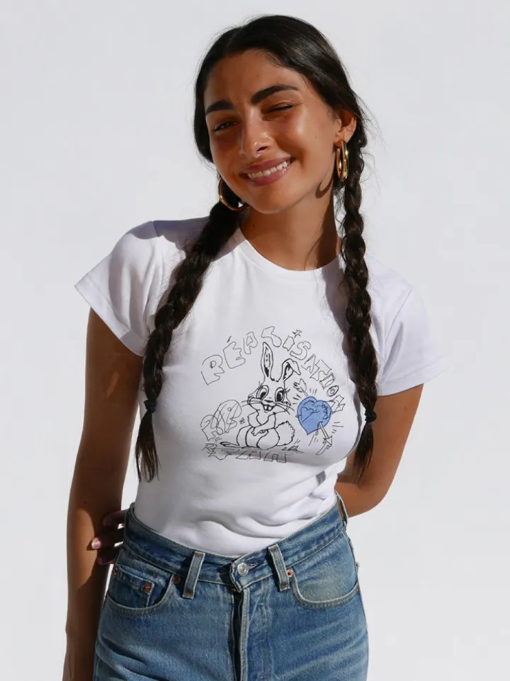 Cheap Bunny Tee - Blue Heart Women Tees