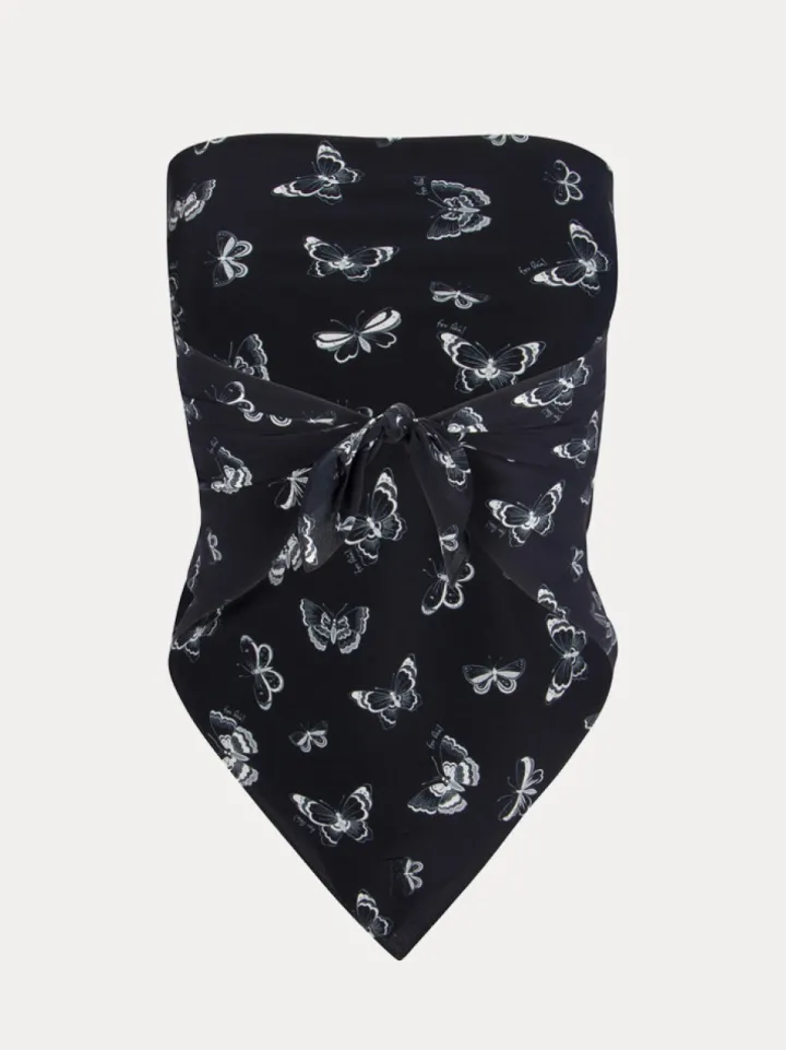 Outlet Handkerchief - Navy Butterfly Women Accessories