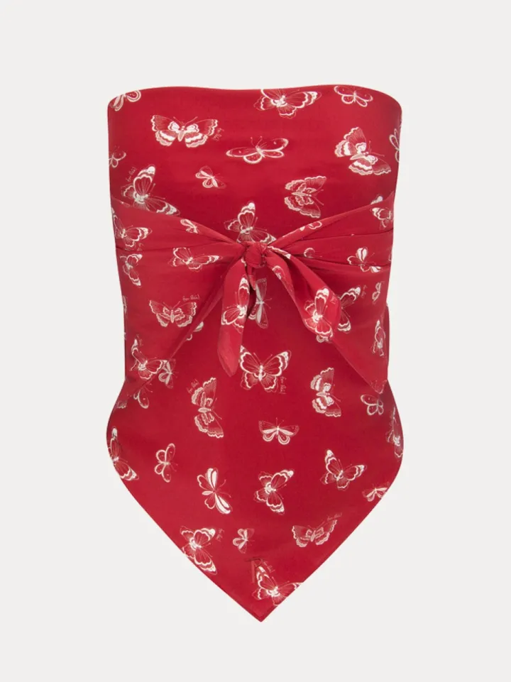 Clearance Handkerchief - Red Butterfly Women Accessories