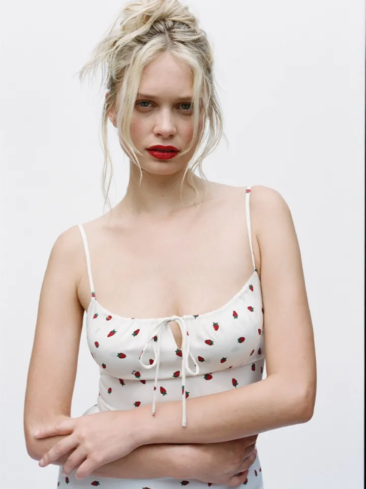 Shop The Alba - White Strawberry Women Dresses