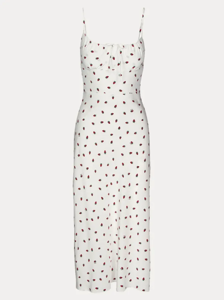 Shop The Alba - White Strawberry Women Dresses