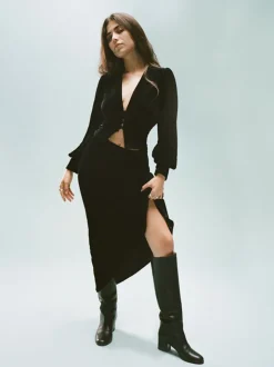 Fashion The Joni - Black Velvet Women Bottoms