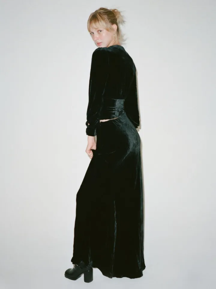 Fashion The Joni - Black Velvet Women Bottoms
