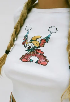 Cheap Yee Ha! Long Sleeve Tee - White Women Tees